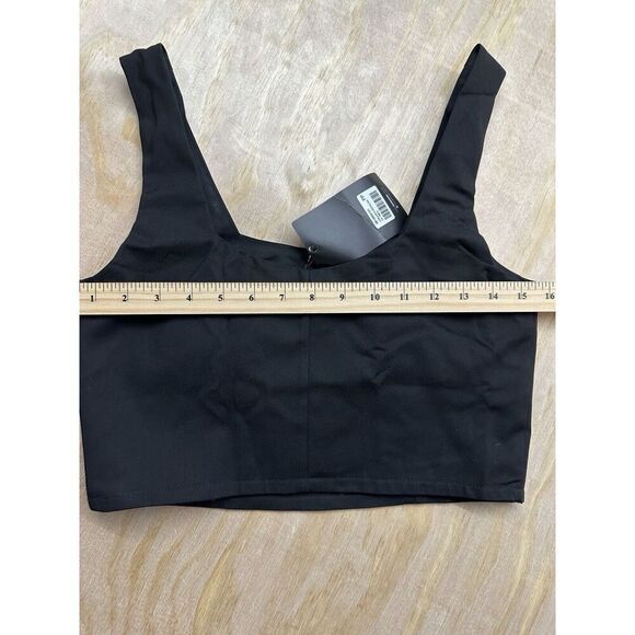 Nanaminze Cropped Black Top Side Zip Small Petite See Measurements - Picture 6 of 8